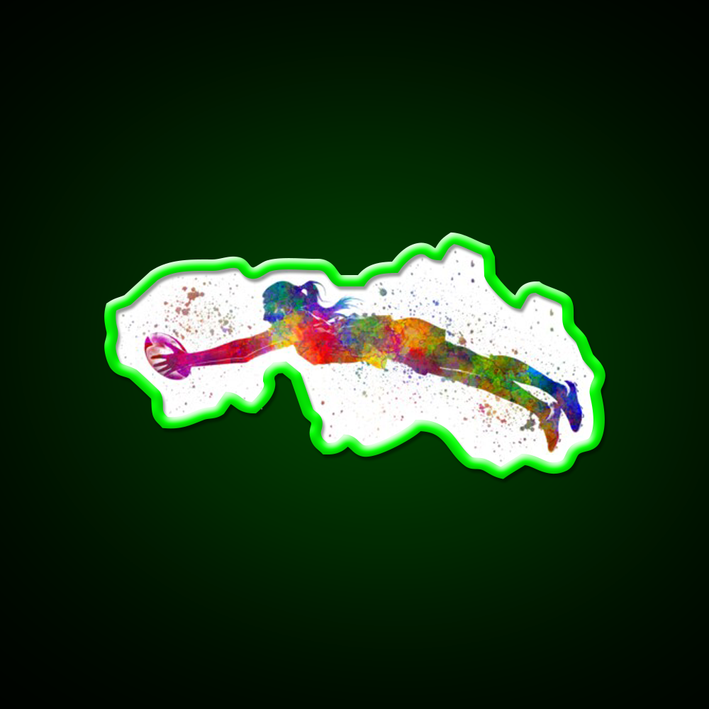 Womens Rugby In Watercolor Gym Fitness Led Neon Sign Rgb Color