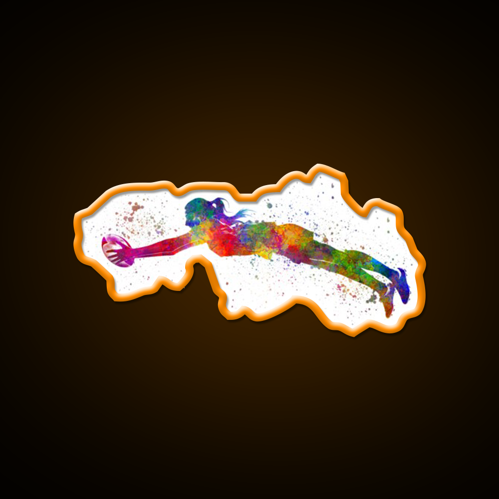 Womens Rugby In Watercolor Gym Fitness Led Neon Sign Rgb Color