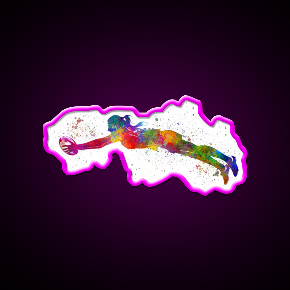 Womens Rugby In Watercolor Gym Fitness Led Neon Sign Rgb Color