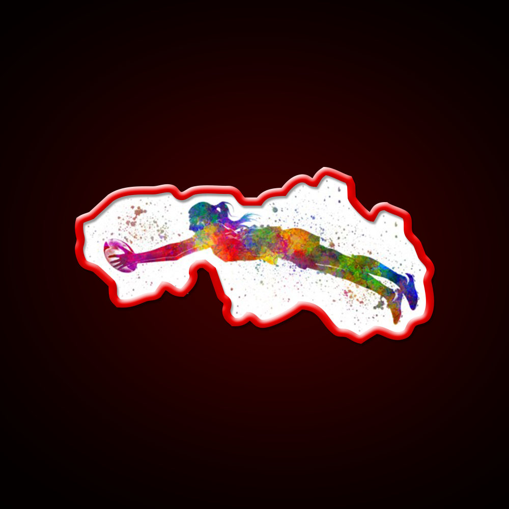 Womens Rugby In Watercolor Gym Fitness Led Neon Sign Rgb Color