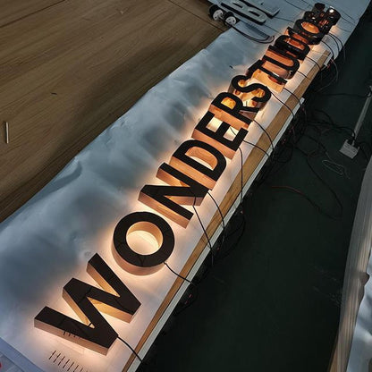 Wonderstudio 3D Backlit Letters Aluminum Business Metal Led Sign - Shineneon