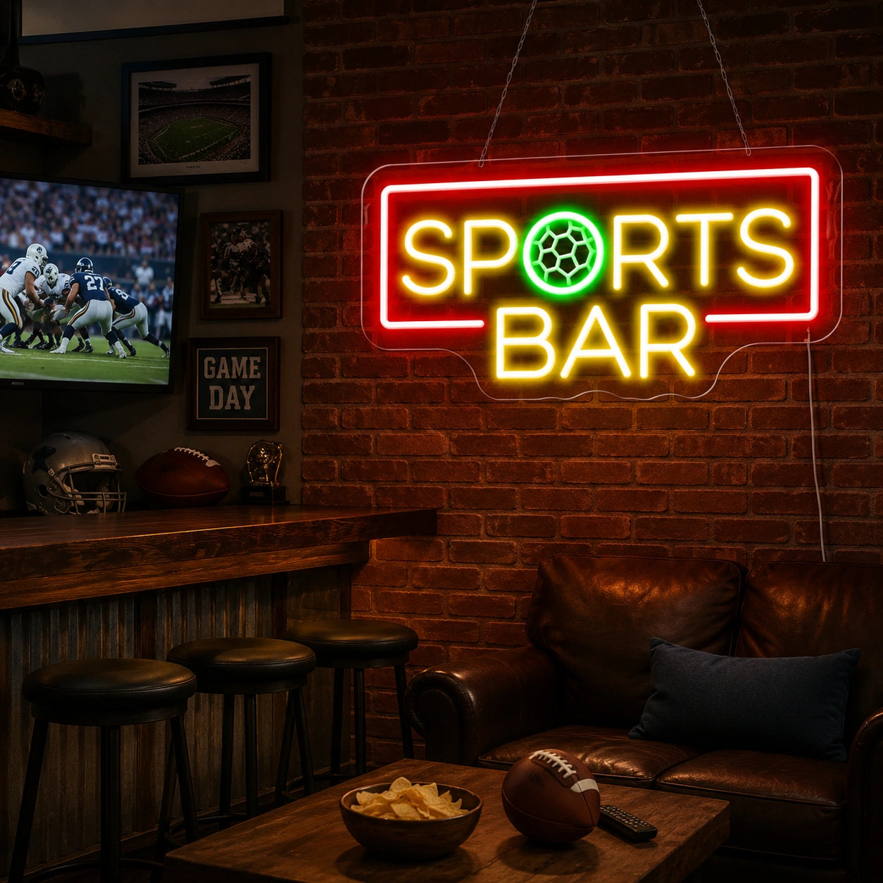 Wood Table Sports Bar Neon Sign LED Neon Sign real lifestyle scene