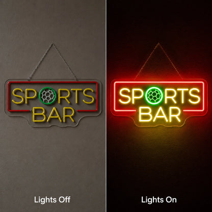 Wood Table Sports Bar Neon Sign LED Neon Sign day and night comparison