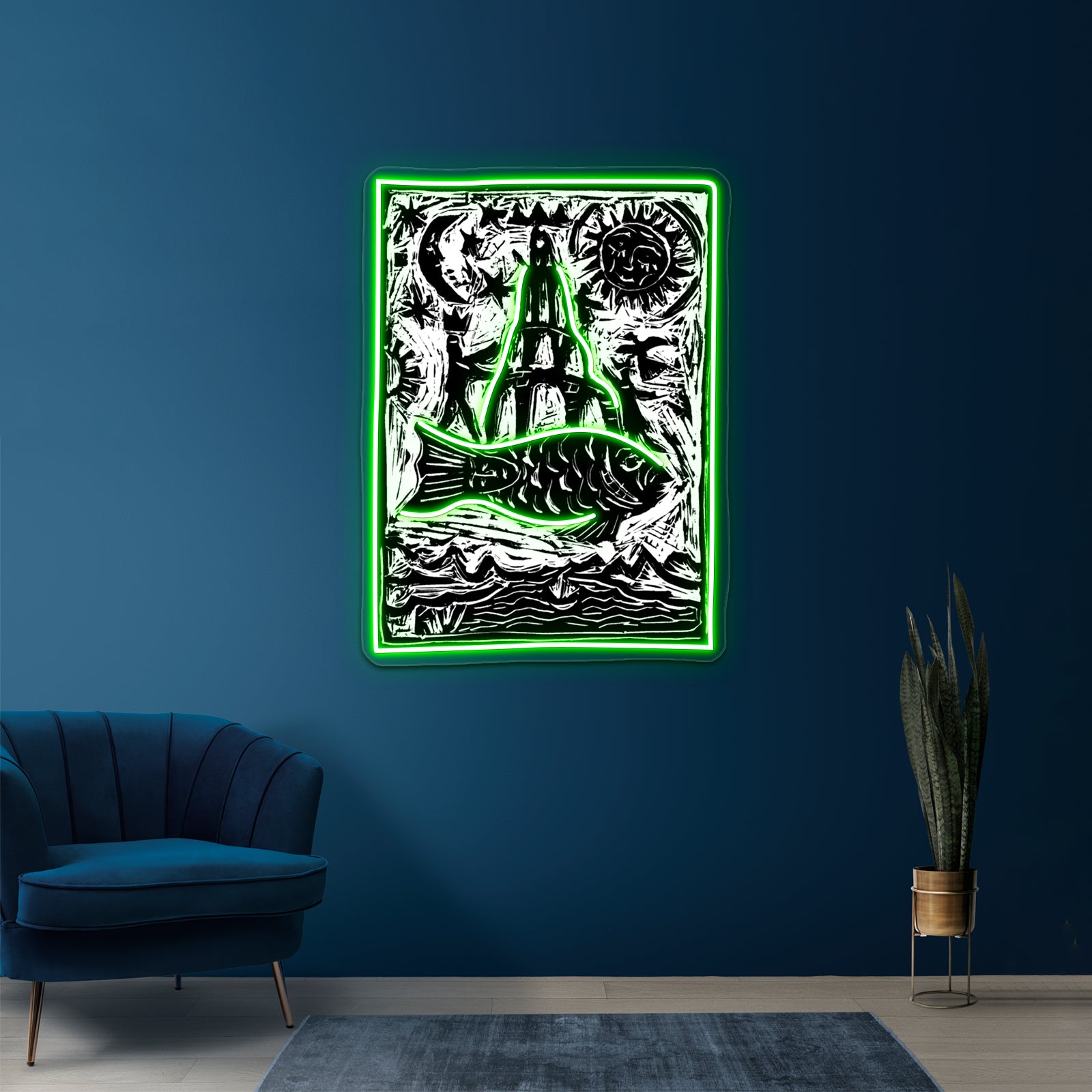 Woodblock Fishtower Wall Artwork Neon Signs | Shineneon