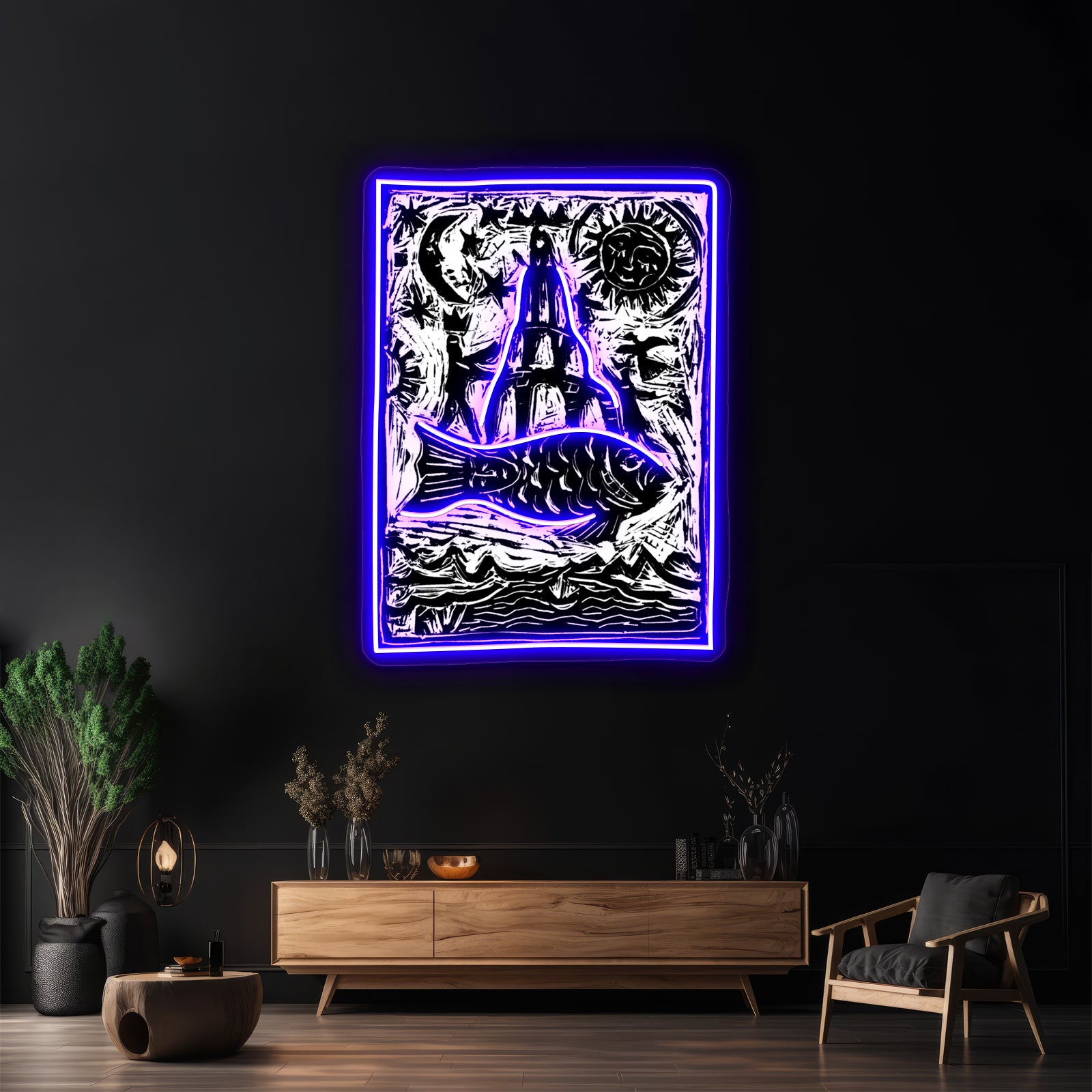 Woodblock Fishtower Wall Artwork Neon Signs | Shineneon