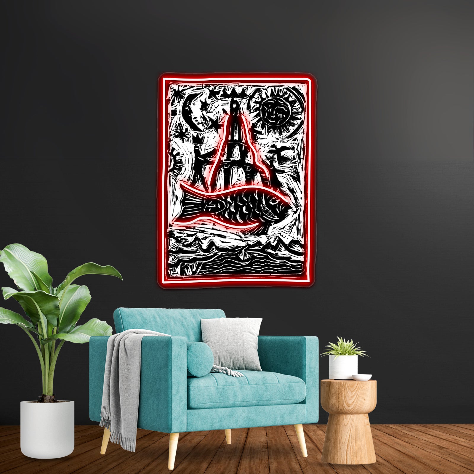 Woodblock Fishtower Wall Artwork Neon Signs | Shineneon