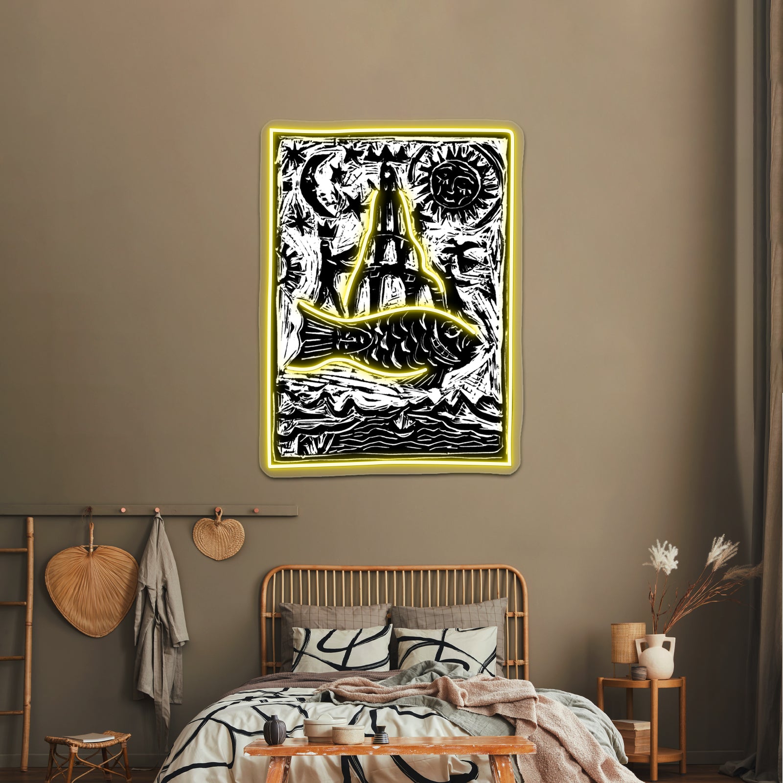 Woodblock Fishtower Wall Artwork Neon Signs | Shineneon