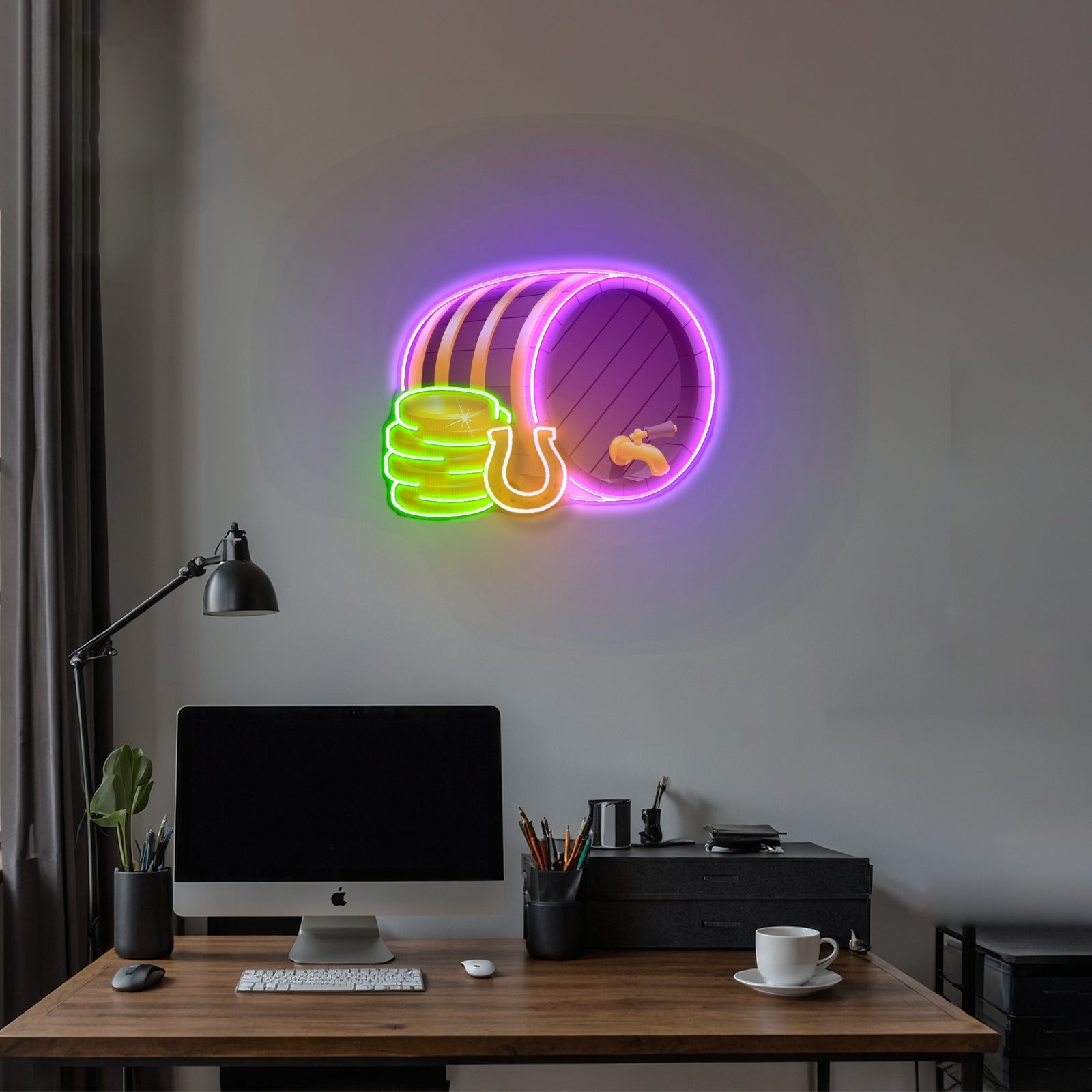 Wooden Barrel Gold Saint Patrick Day Led Signs For Wall Decor - Shineneon