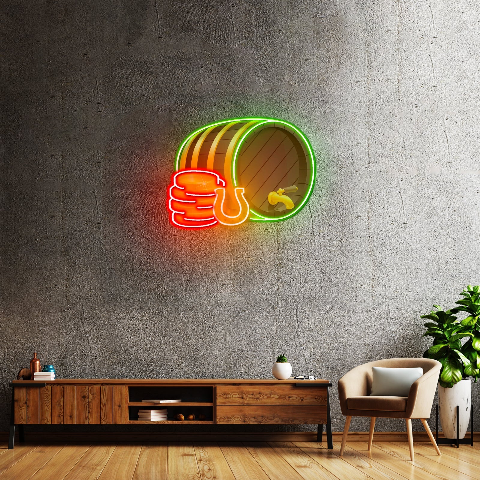 Wooden Barrel Gold Saint Patrick Day Led Signs For Wall Decor - Shineneon