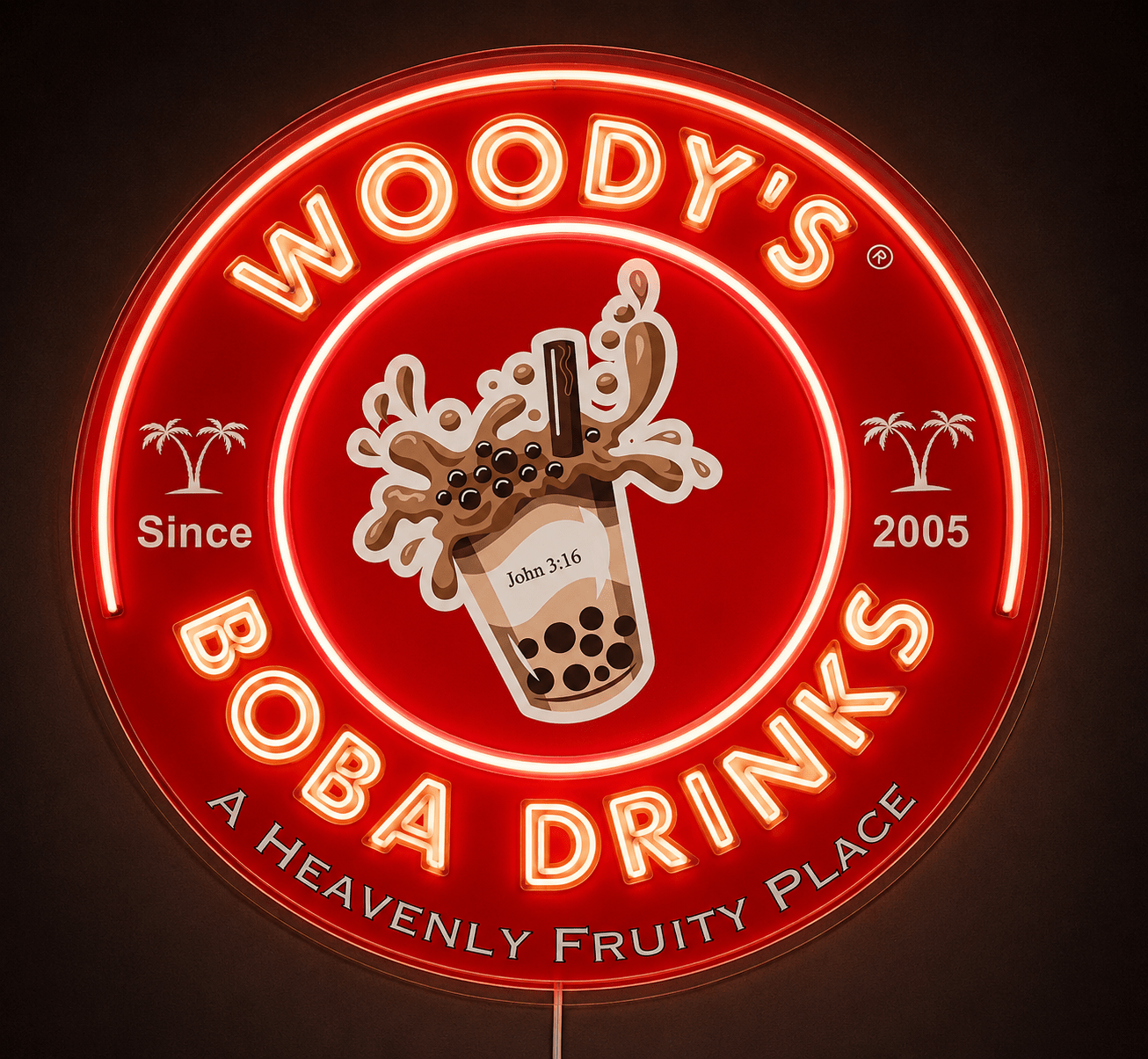 WOODY'S BOBA DRINKS Custom LED Neon Sign - Shineneon