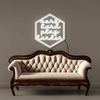 Word Hard Play Harder Led Neon Signs 30inch | Shineneon