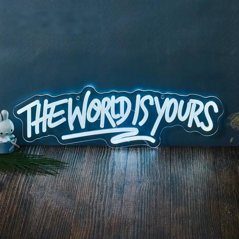 ShineNeon™ Icon Script Neon Sign – “The World Is Yours” Motivational Wall Light for Man Cave & Game Room