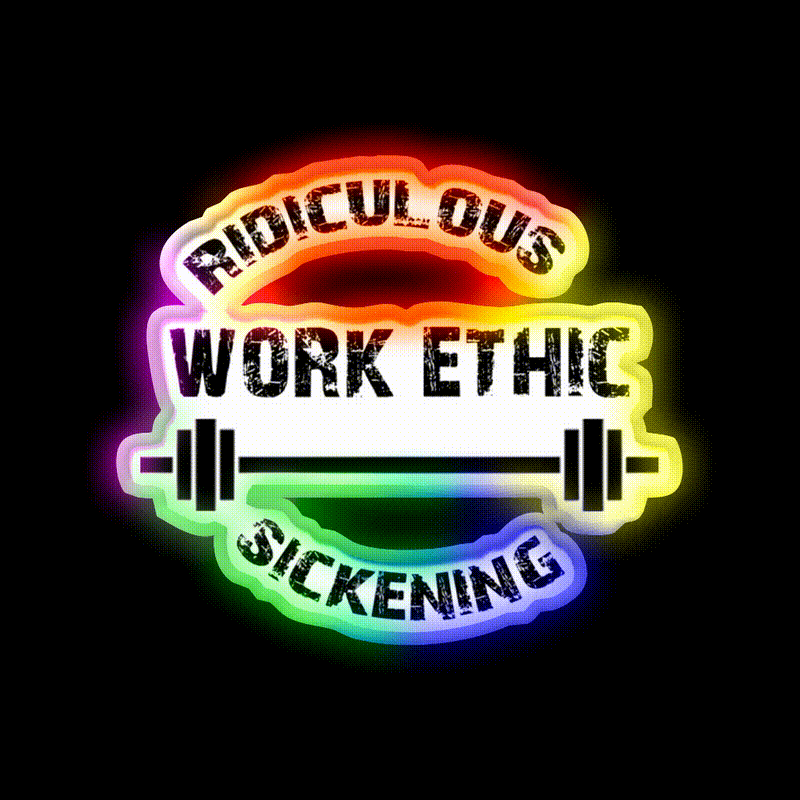 Work Ethic Gym Fitness Led Neon Sign Rgb Color - LED neon sign close-up detail