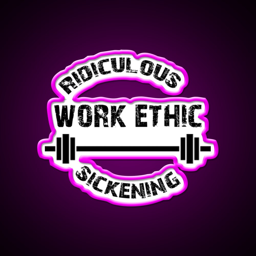 Work Ethic Gym Fitness Led Neon Sign Rgb Color - Neon sign mounted on wall in room