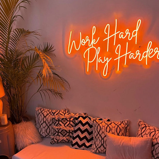 Work Hard Play Harder Led Sign Business Neon Sign