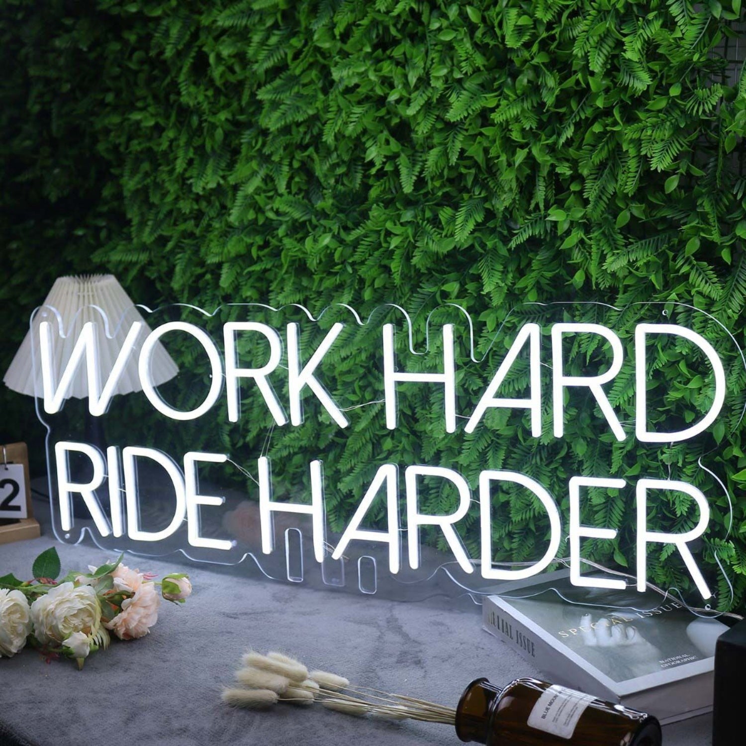 Work Hard Ride Harder White Led Neon Sign | Shineneon