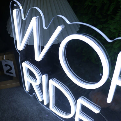 Work Hard Ride Harder White Led Neon Sign | Shineneon