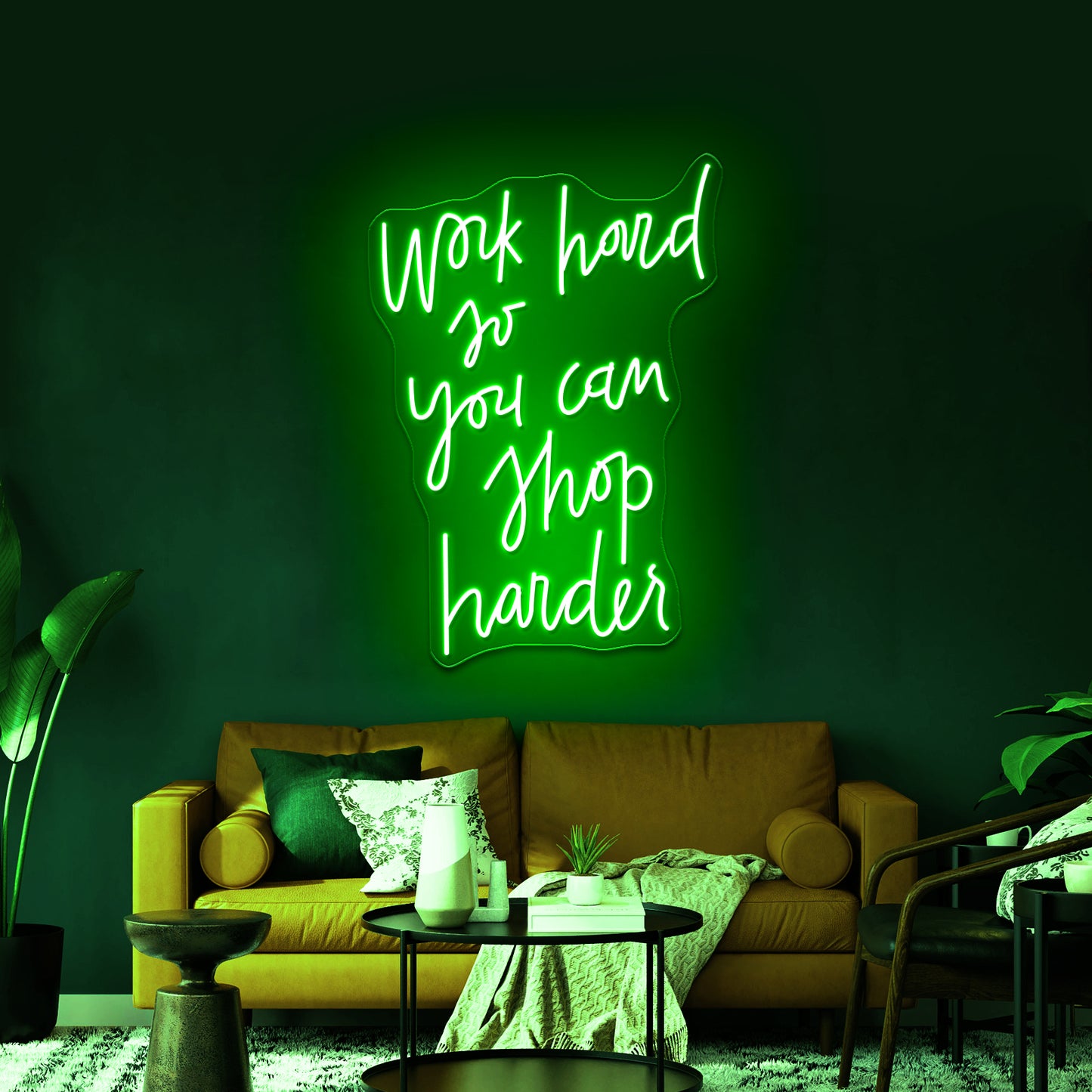 Work Hard So You Can Shop Harder Artwork Led Neon Signs