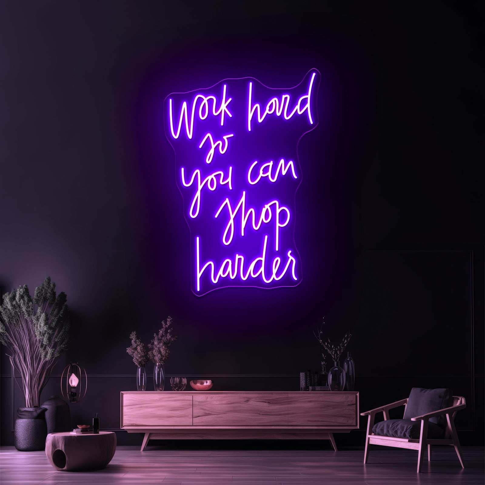 Work Hard So You Can Shop Harder Artwork Led Neon Signs | Shineneon