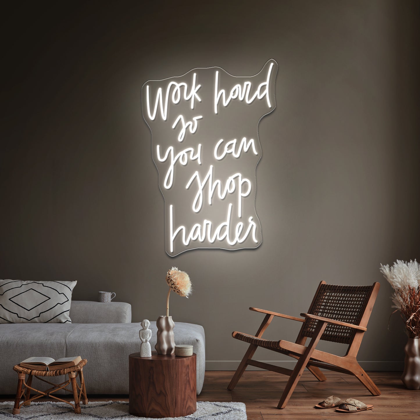 Work Hard So You Can Shop Harder Artwork Led Neon Signs