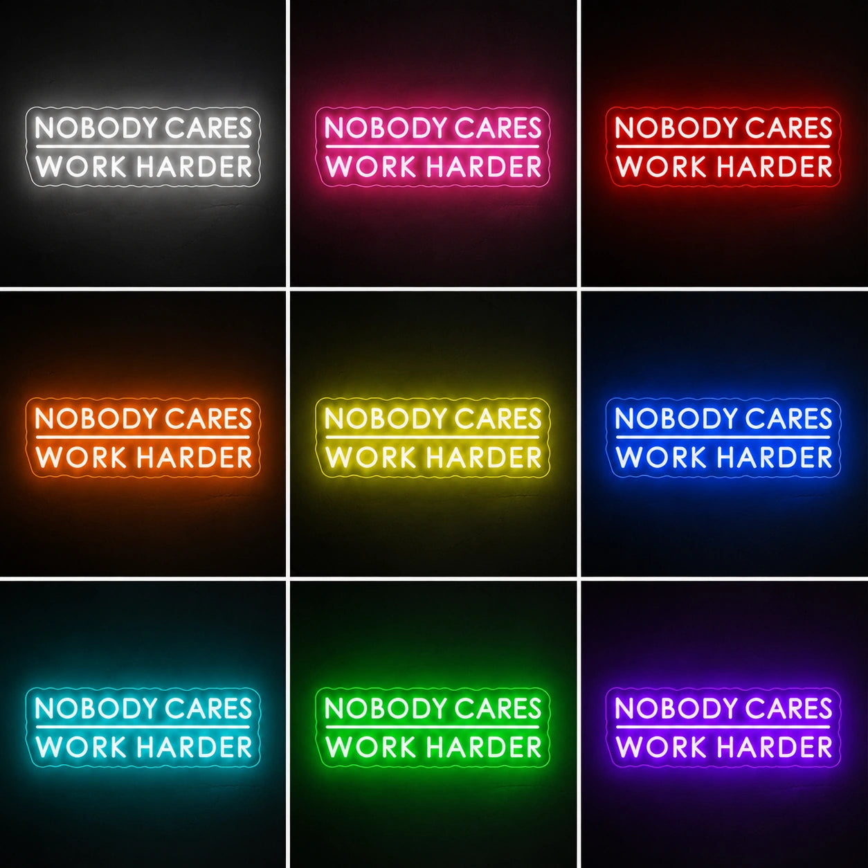 Work Harder Gym Neon Sign LED Neon Sign color grid
