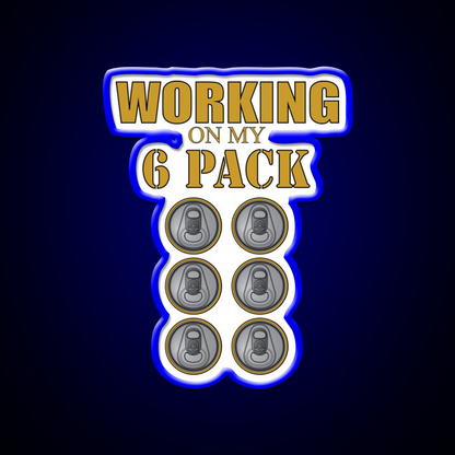 Working On My 6 Pack Funny Dark Yellow Beer Bar Decor Led Neon Sign Rgb Color - LED neon sign view 5