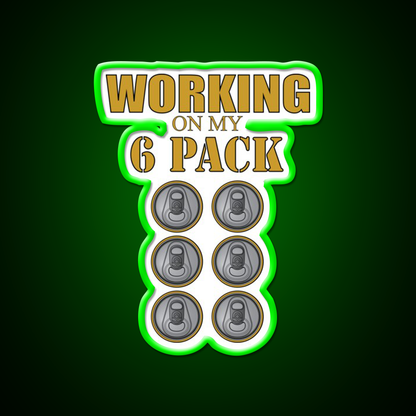 Working On My 6 Pack Funny Dark Yellow Beer Bar Decor Led Neon Sign Rgb Color - LED neon sign view 8
