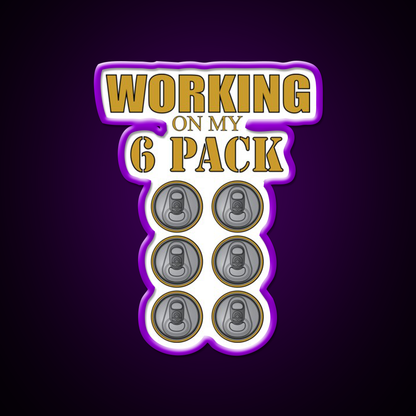 Working On My 6 Pack Funny Dark Yellow Beer Bar Decor Led Neon Sign Rgb Color - LED neon sign view 9