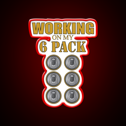 Working On My 6 Pack Funny Dark Yellow Beer Bar Decor Led Neon Sign Rgb Color - LED neon sign view 10