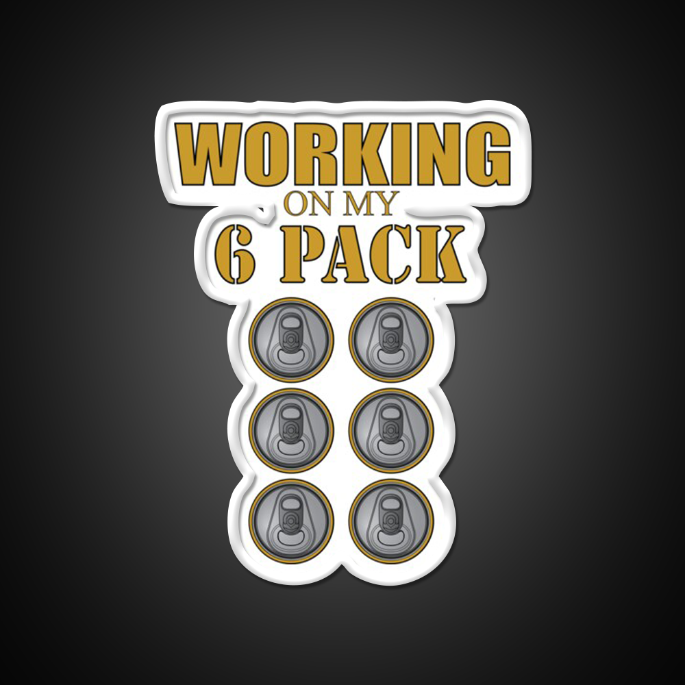 Working On My 6 Pack Funny Dark Yellow Beer Bar Decor Led Neon Sign Rgb Color - LED neon sign view 11