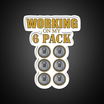 Working On My 6 Pack Funny Dark Yellow Beer Bar Decor Led Neon Sign Rgb Color - LED neon sign view 11