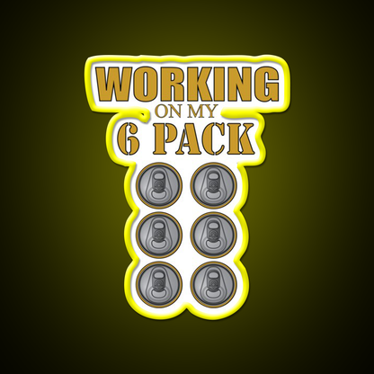 Working On My 6 Pack Funny Dark Yellow Beer Bar Decor Led Neon Sign Rgb Color - LED neon sign view 7