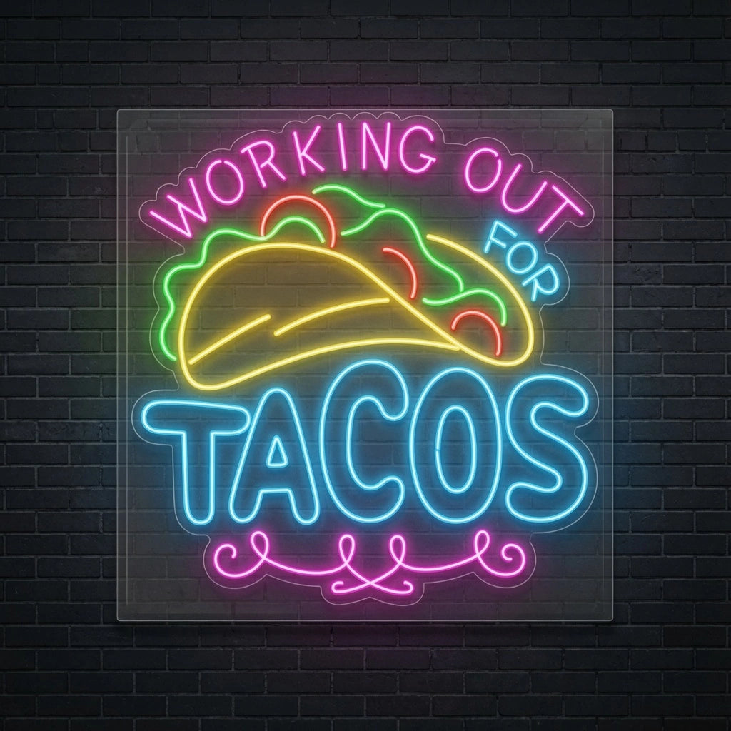 Working Out Tacos Wall Decor LED Neon Sign - 01 Original Product Image