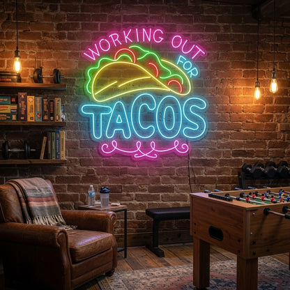 Working Out Tacos Wall Decor LED Neon Sign - 03 Real Lifestyle Scene