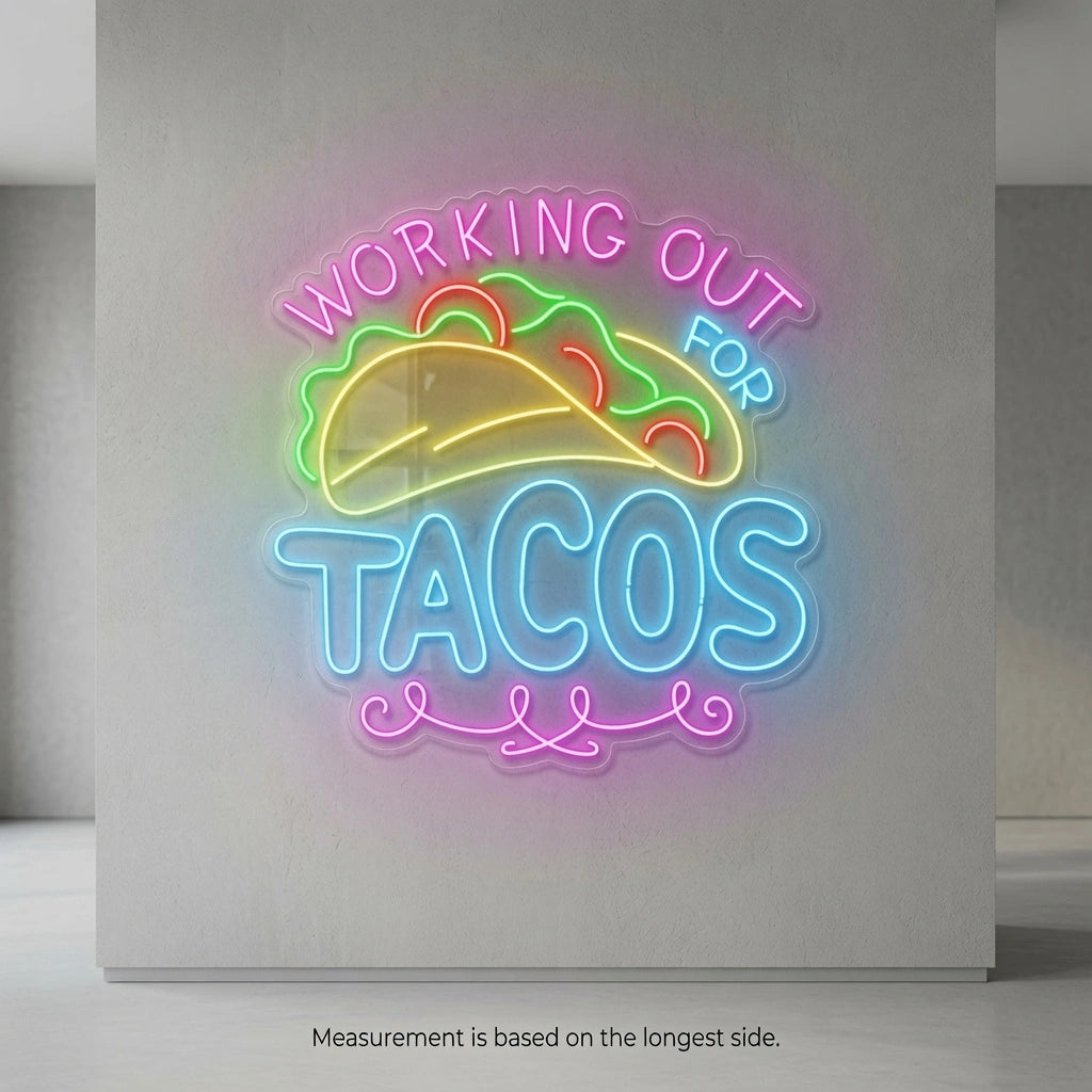Working Out Tacos Wall Decor LED Neon Sign - 04 Size Image