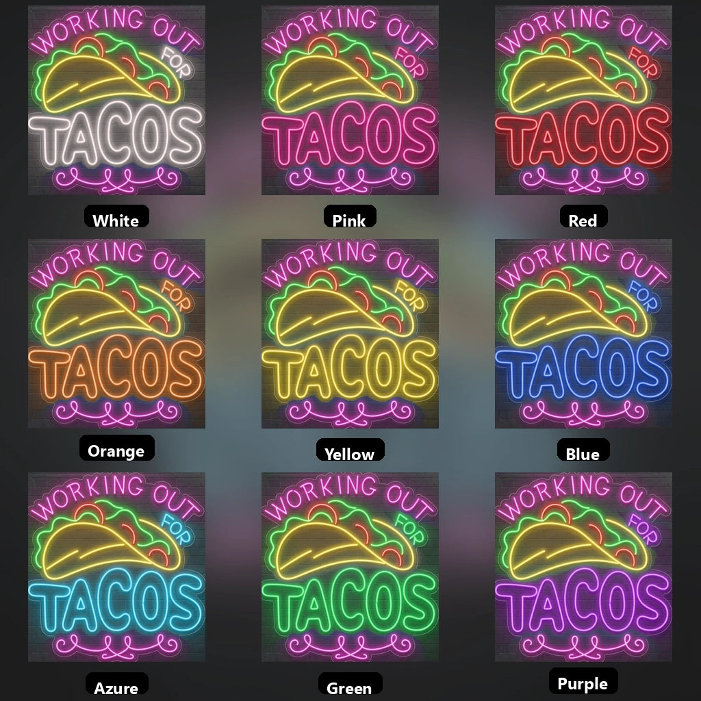 Working Out Tacos Wall Decor LED Neon Sign - 05 Color Grid