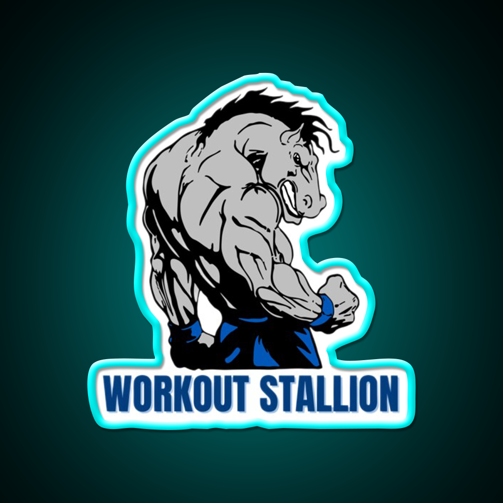 Workout Stallion Gym Fitness Led Neon Sign Rgb Color - Size and dimension reference