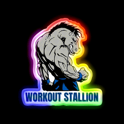 Workout Stallion Gym Fitness Led Neon Sign Rgb Color - LED neon sign close-up detail