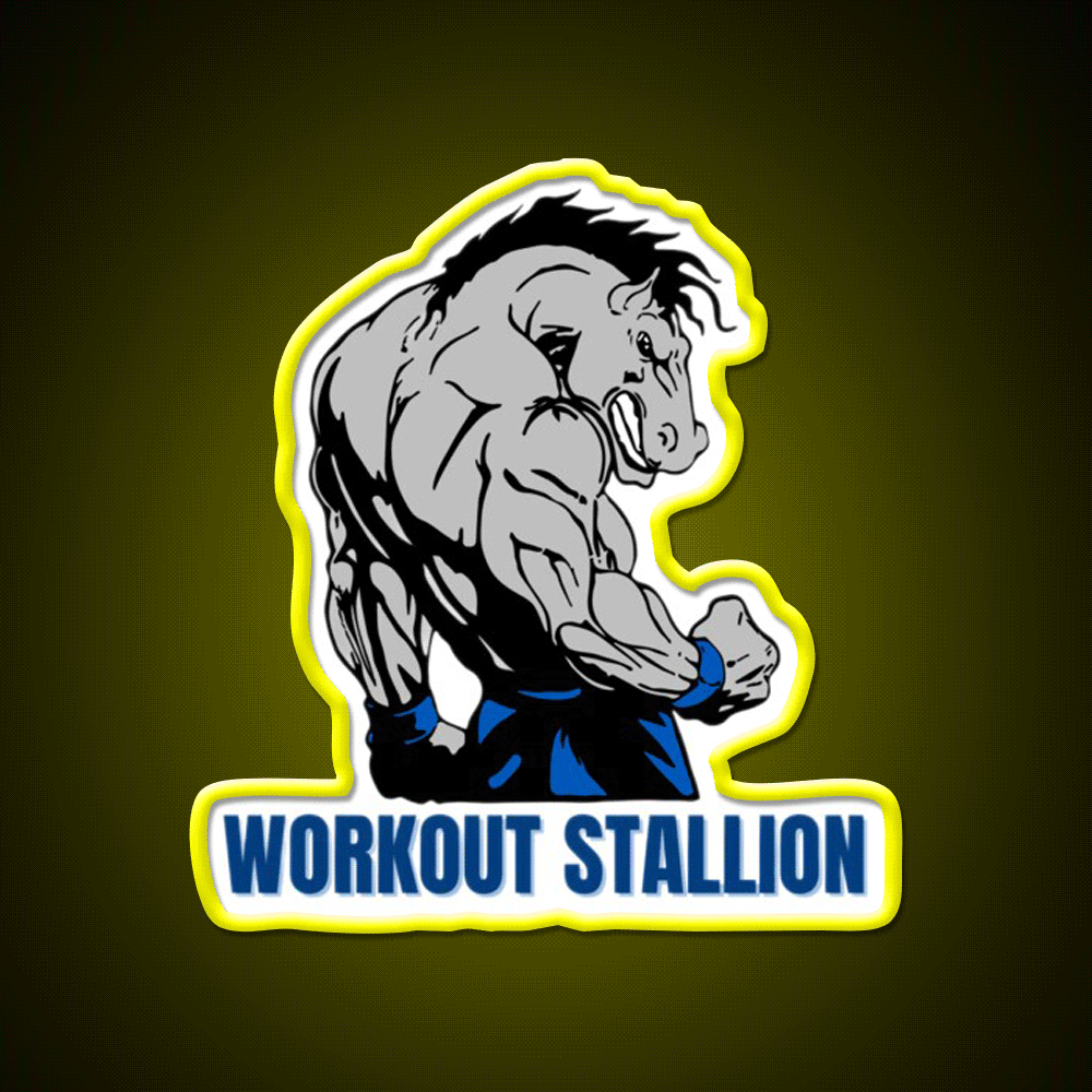 Workout Stallion Gym Fitness Led Neon Sign Rgb Color - Custom LED neon sign front view