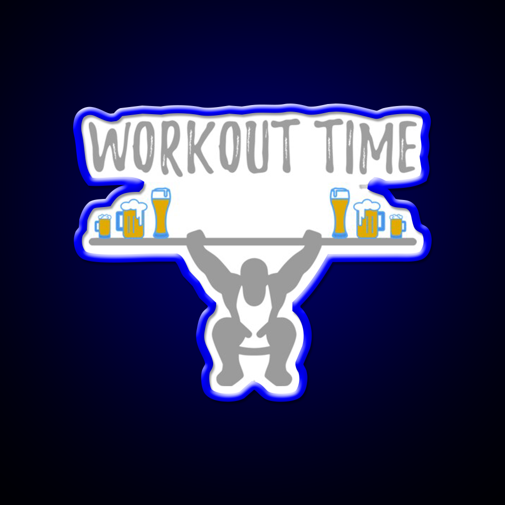 Workout Time With Beer Man Cave Bar Led Neon Sign Rgb Color