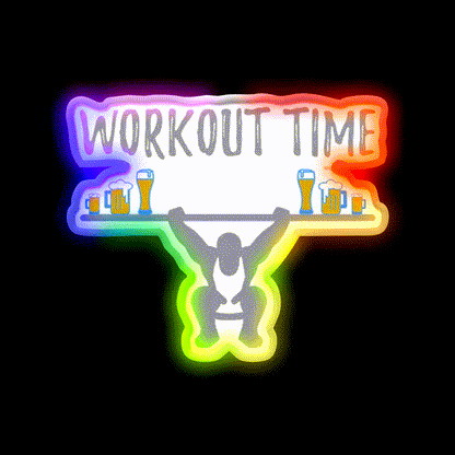 Workout Time With Beer Man Cave Bar Led Neon Sign Rgb Color