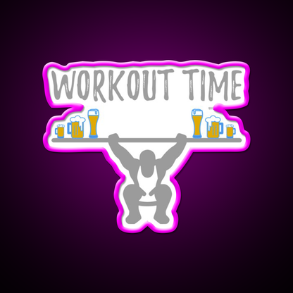 Workout Time With Beer Man Cave Bar Led Neon Sign Rgb Color