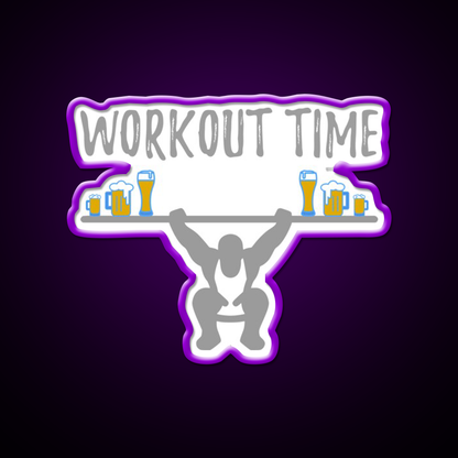 Workout Time With Beer Man Cave Bar Led Neon Sign Rgb Color