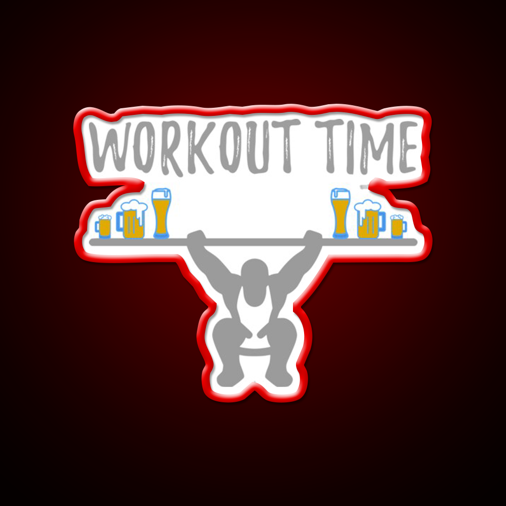 Workout Time With Beer Man Cave Bar Led Neon Sign Rgb Color