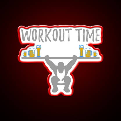 Workout Time With Beer Man Cave Bar Led Neon Sign Rgb Color