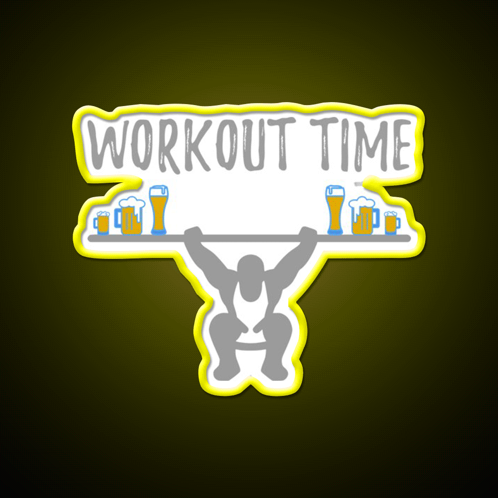 Workout Time With Beer Man Cave Bar Led Neon Sign Rgb Color