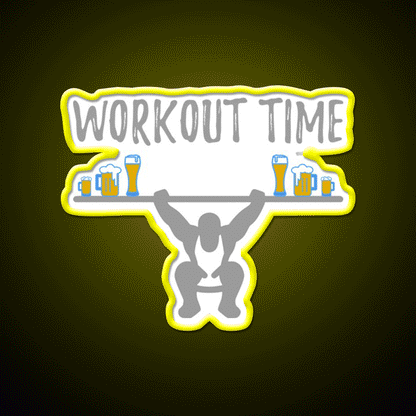 Workout Time With Beer Man Cave Bar Led Neon Sign Rgb Color