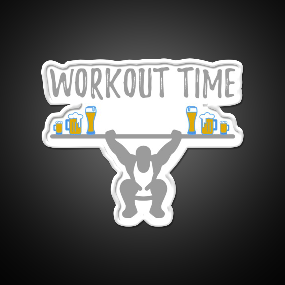 Workout Time With Beer Man Cave Bar Led Neon Sign Rgb Color