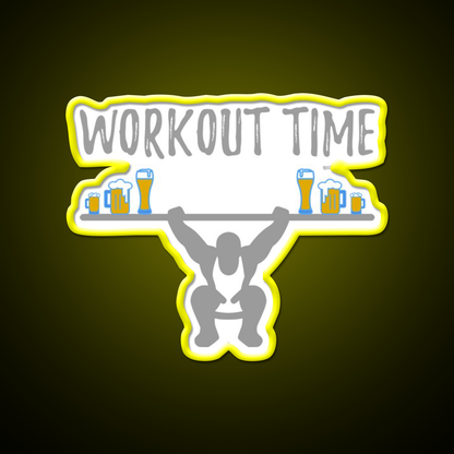 Workout Time With Beer Man Cave Bar Led Neon Sign Rgb Color
