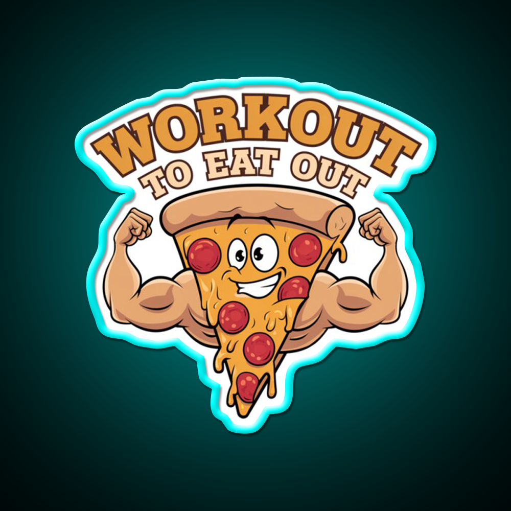 Workout To Eat Out Gym Pizza Lovers Gym Fitness Led Neon Sign Rgb Color - Size and dimension reference